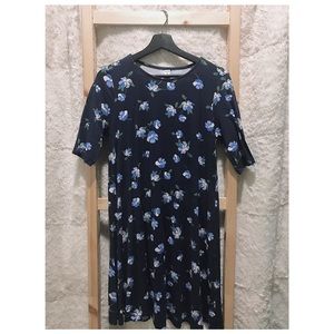 Floral Fit & Flare Jersey Knit Midi Dress